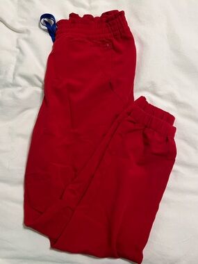 Figs USA Red Drawstring Scrub Joggers